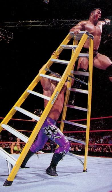 the rock vs triple h ladder match