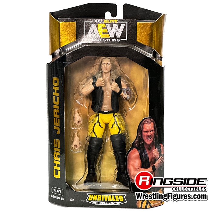 Chris Jericho (Black u0026 Yellow) - AEW Unrivaled 15 Toy Wrestling Action  Figure by Jazwares!