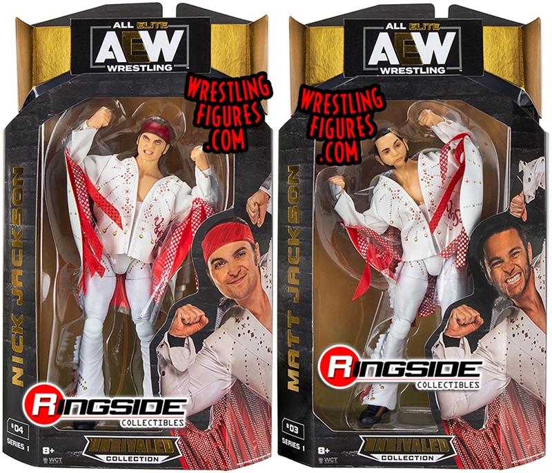 Package Deal Set Of 2 Young Bucks Nick Jackson Matt Jackson Aew Unrivaled 1 Aew Toy Wrestling Action Figures By Wicked Cool Toys